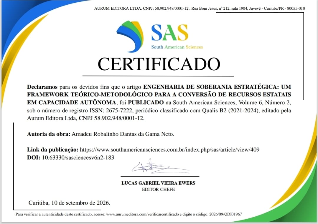 ENGENHARIA DE SOBERANIA ESTRATÉGICA: CERTIFICADO