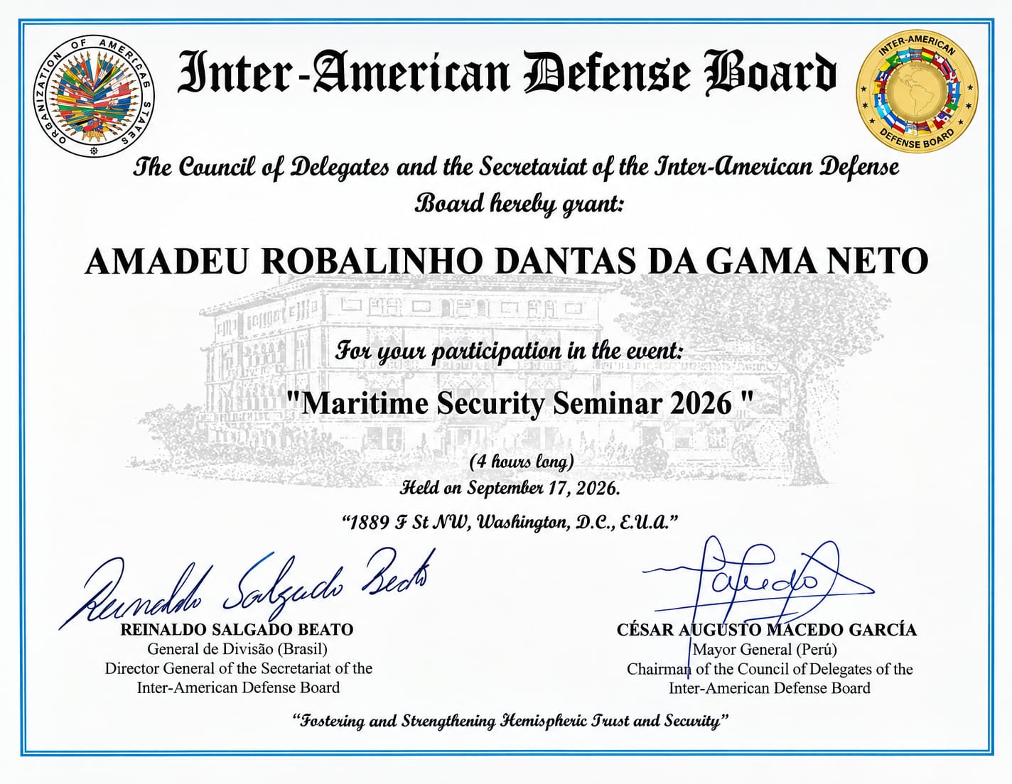 Participação no Maritime Security Seminar 2026